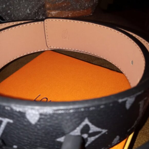 Men's Designer Black Leather Belt Size 48 - Picture 4 of 6